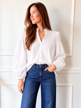 Ellery White Smocked Blouse