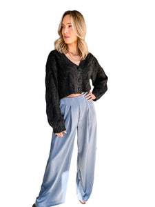 Whitney Black Crop Sweater