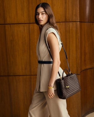 Nova Hand Woven Top Handle Chocolate with by Katie Loxton