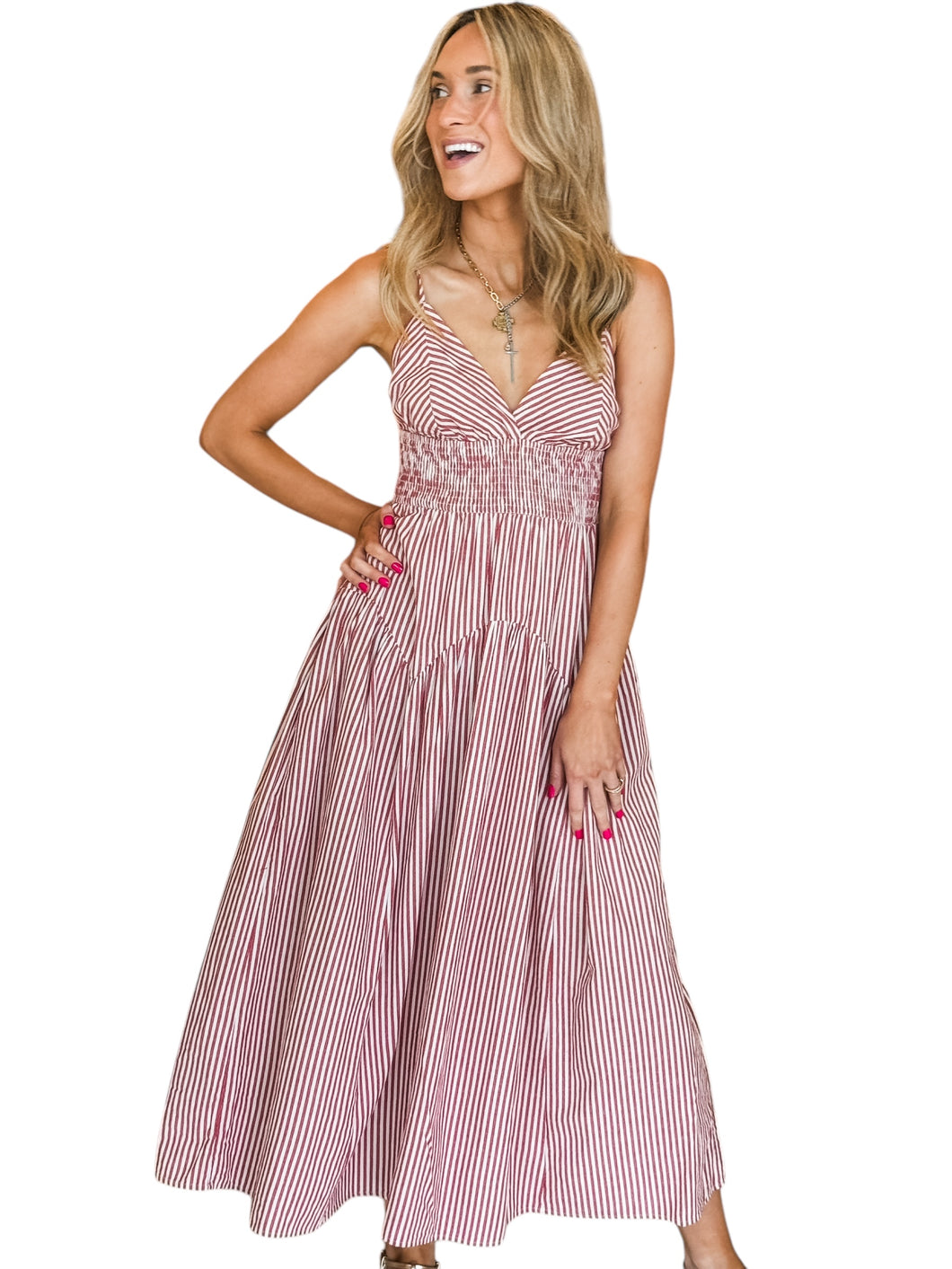 Riley Red Striped Dress