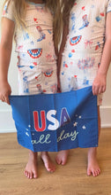 Happy 4th Pink Stripe Pajama Set Kids by Imbali Charleston