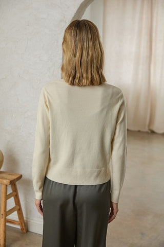 Audrey Gold Button Cardigan - Cream Button-Up Sweater