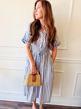 Evette Striped Short Sleeve Midi Dress by Adelyn Rae