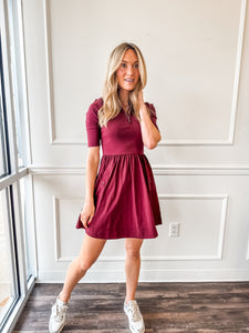 Berlina Burgundy Fit & Flare Dress by Steve Madden