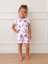 Happy 4th Pink Stripe Pajama Set Kids by Imbali Charleston