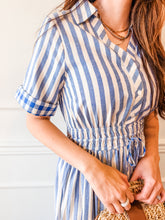 Evette Striped Short Sleeve Midi Dress by Adelyn Rae