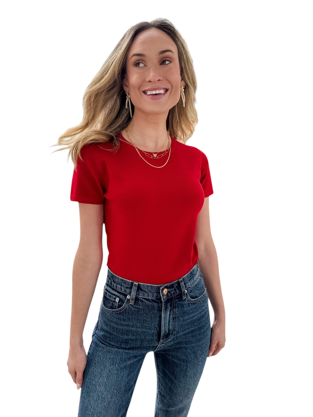 Clem Red Knit Top