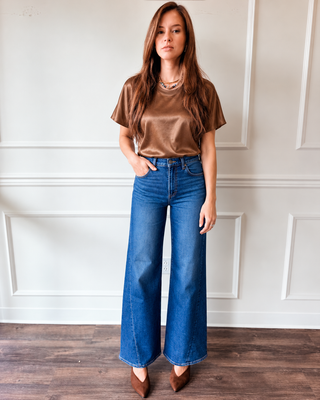 Demi Bronze Satin Top by Current Air
