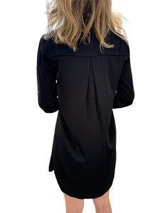 Shiney Nights Black Button Up Shirt Dress by Current Air