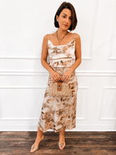 The Mocha Blossom Satin Maxi Set