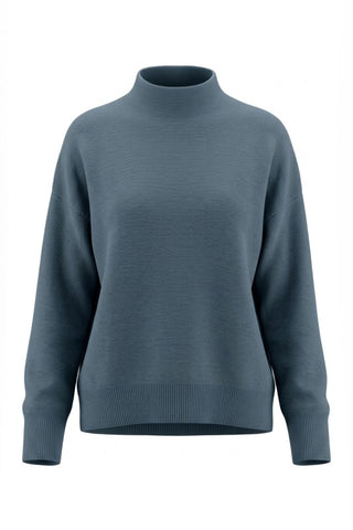 Reese Blue-Gray Mock-Neck Sweater by Current Air