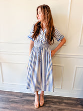 Evette Striped Short Sleeve Midi Dress by Adelyn Rae