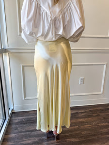 Eloine Soft Yellow Satin Midi by JiJi