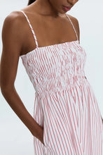 Bianca Shirred Bodice Dress in Ruby Stripe by Pistola