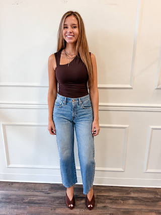 Cocoa Drape One Shoulder Top
