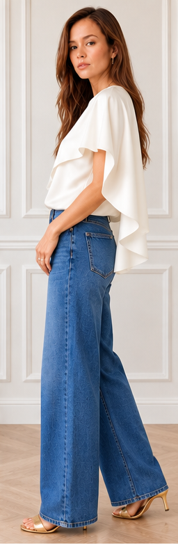 Fiona Ivory Cape Satin Top