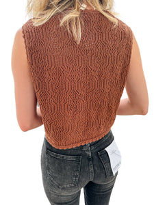 Heather Brown Crochet Vest