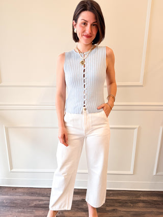 The Soft Blue Button Tank