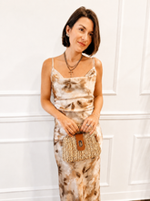 The Mocha Blossom Satin Maxi Set