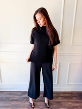 The Addison Black Ribbed Mock Neck Top