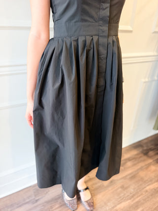 The Sinclair Button-Front Midi Dress – Black