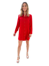 Shiney Nights Red Button Up Shirt Dress by Current Air