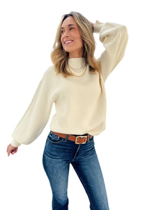 Cozy Night Cream Mock Neck Sweater