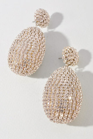 Round Oval Rhinestone Dangle Eearting