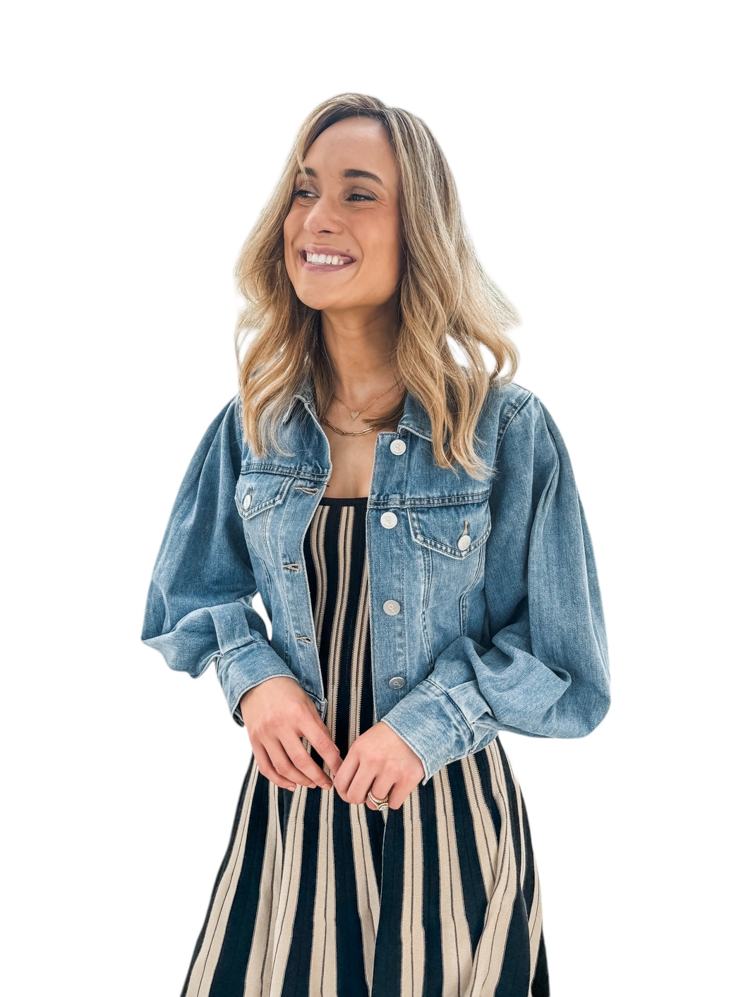 Cooler Than You Puff Sleeve Cropped Denim Jacket