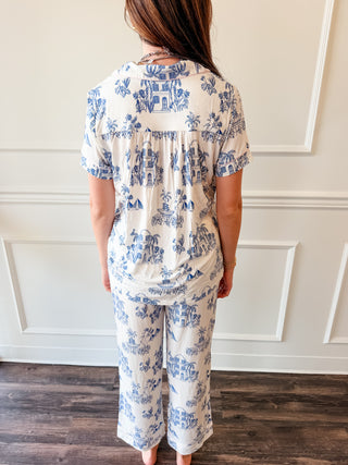 Charleston Toile Cotton Swiss Dot Crop PJ Set