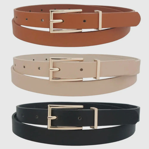 Basic Rectangle Buckle Belt with Metal Loop