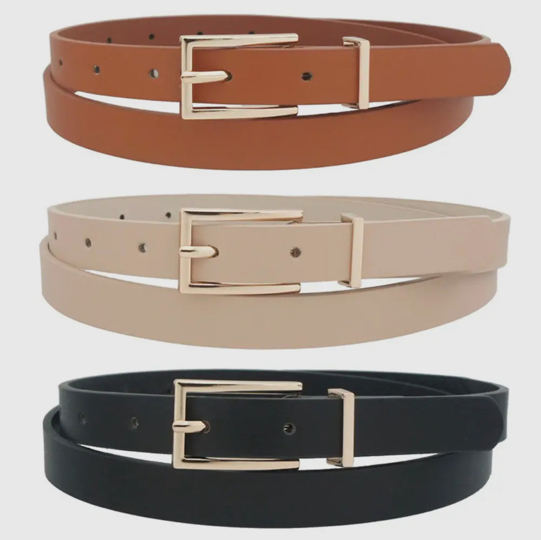 Basic Rectangle Buckle Belt with Metal Loop