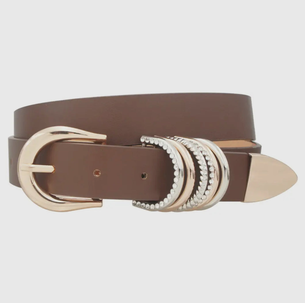 Stacked Mixed D Ring U Buckle Belt
