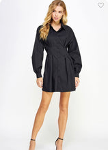 Pretty in Poplin Black Corset Dress