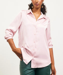 Danica Dusty Pink Satin Button Up