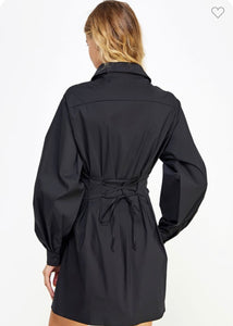 Pretty in Poplin Black Corset Dress