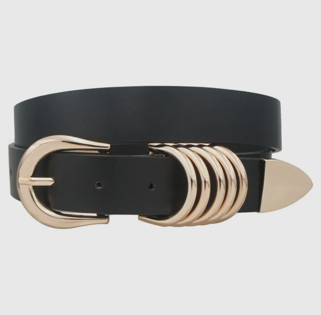 Stacked Simple D Ring U Buckle Faux Suede Belt