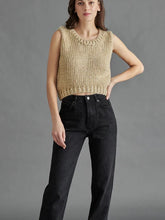 Eleny Taupe Gold Thread Knit Sweater Vest by Steve Madden