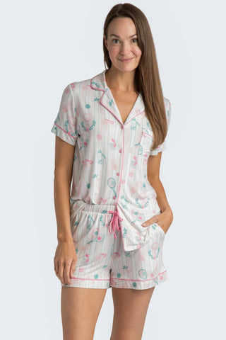 Tennis Time Viscose Knit Pajama Short Set