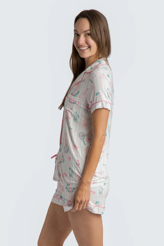 Tennis Time Viscose Knit Pajama Short Set