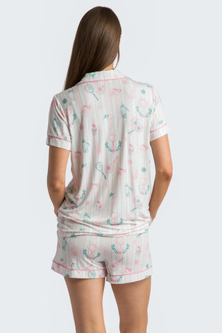 Tennis Time Viscose Knit Pajama Short Set