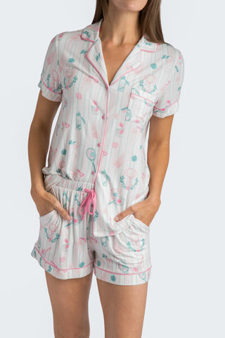 Tennis Time Viscose Knit Pajama Short Set