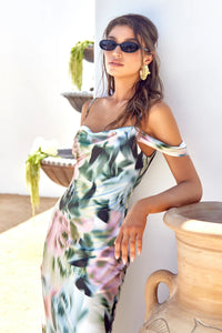 Kastell Abstract Floral OTS Slip Dress by Adelyn Rae