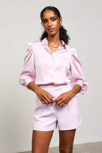 Danica Lavender Satin Button Up