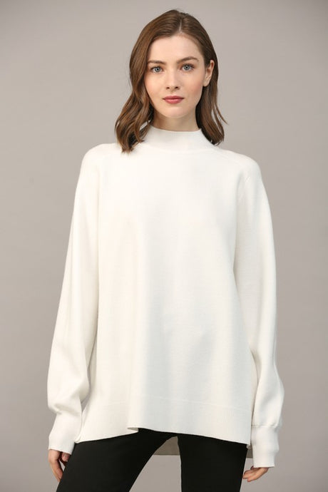 The Essential White Mock Neck Sweater