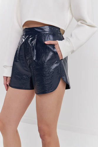 Precious Navy Patent Shorts
