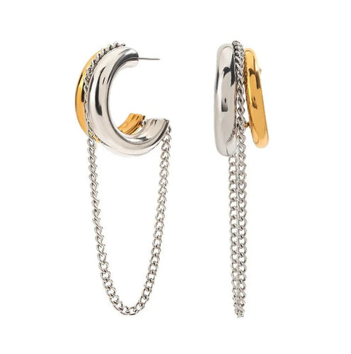 Blaine Two Tone Chain Hoop by Sahira