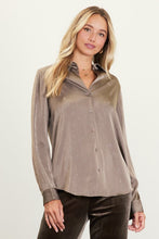 Touch of Shimmer Deep Olive Button Up