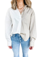 Sloane Sesame Ecru Split Button Up