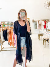 Pose at Poolside Black Duster Cover Up